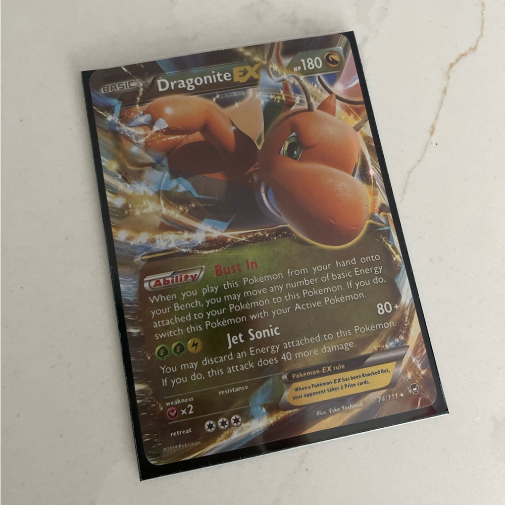 Vintage Pokemon Dragonite EX holographic card from the XY Furious Fists (2014)